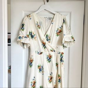 Madewell Cream Floral Wrap Dress